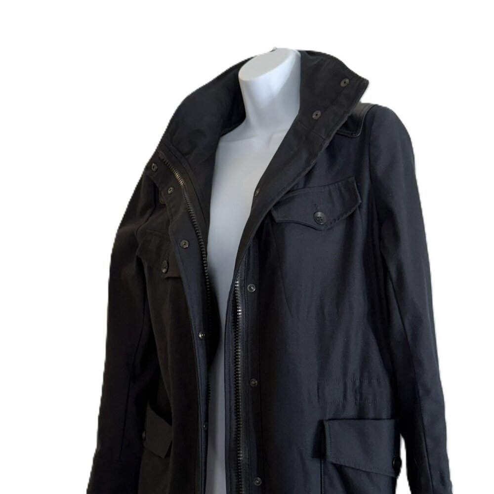 Rag & Bone Women's Utility Hooded Jacket Sz M Cotton/leather trim- Made in USA - Picture 3 of 13